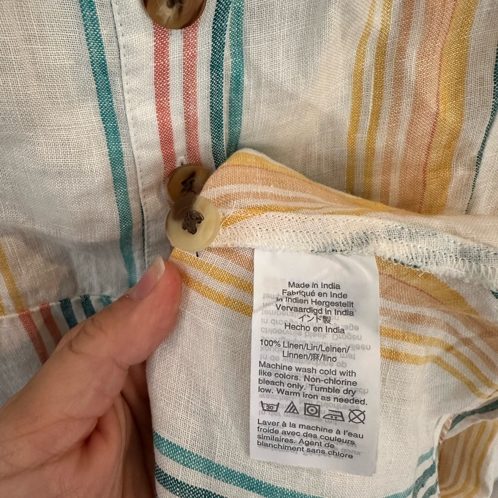 Madewell 100% Linen Button Front Midi Dress | Stripe | Size 2 | Like New - Picture 6 of 8